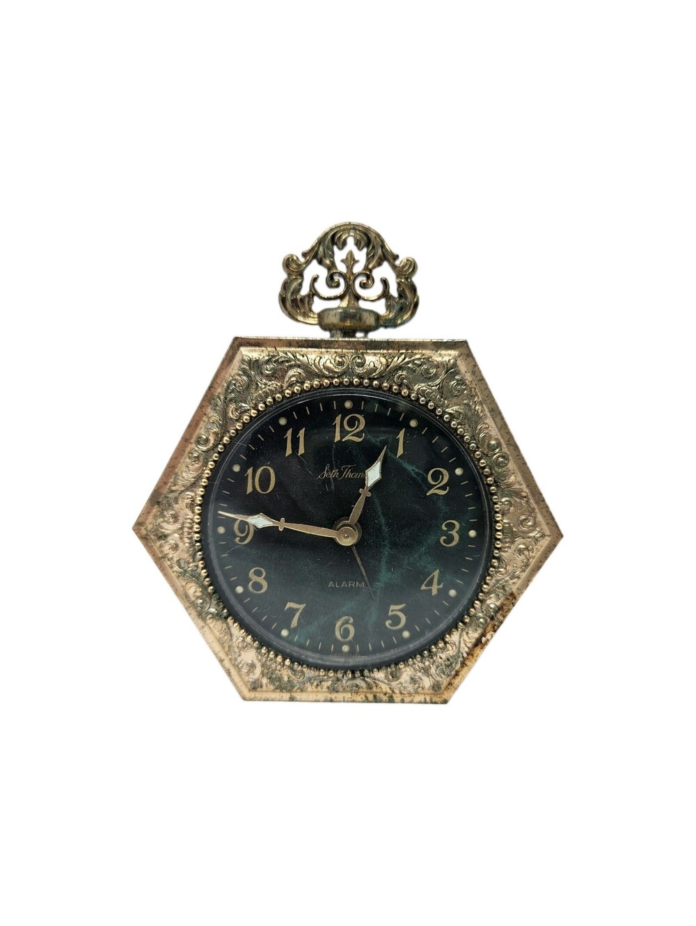 Seth Thomas Small Decorative Bedside Alarm Clock Made Germany Art Deco Vintage